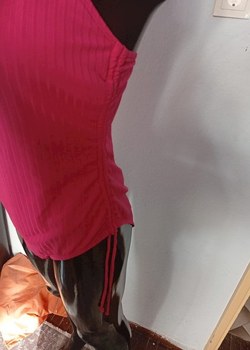 Pembe Strappy Midi Kadın Mayo - Görsel 2