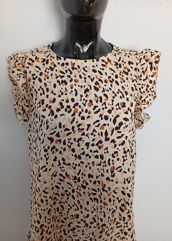 Sheinside Kahverengi Leopar Desenli Mini Elbise