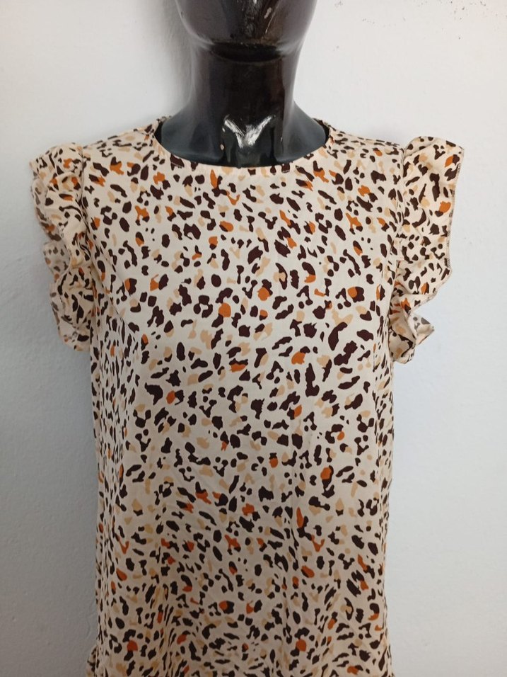 Kahverengi Leopar Desenli Mini Elbise - Görsel 2