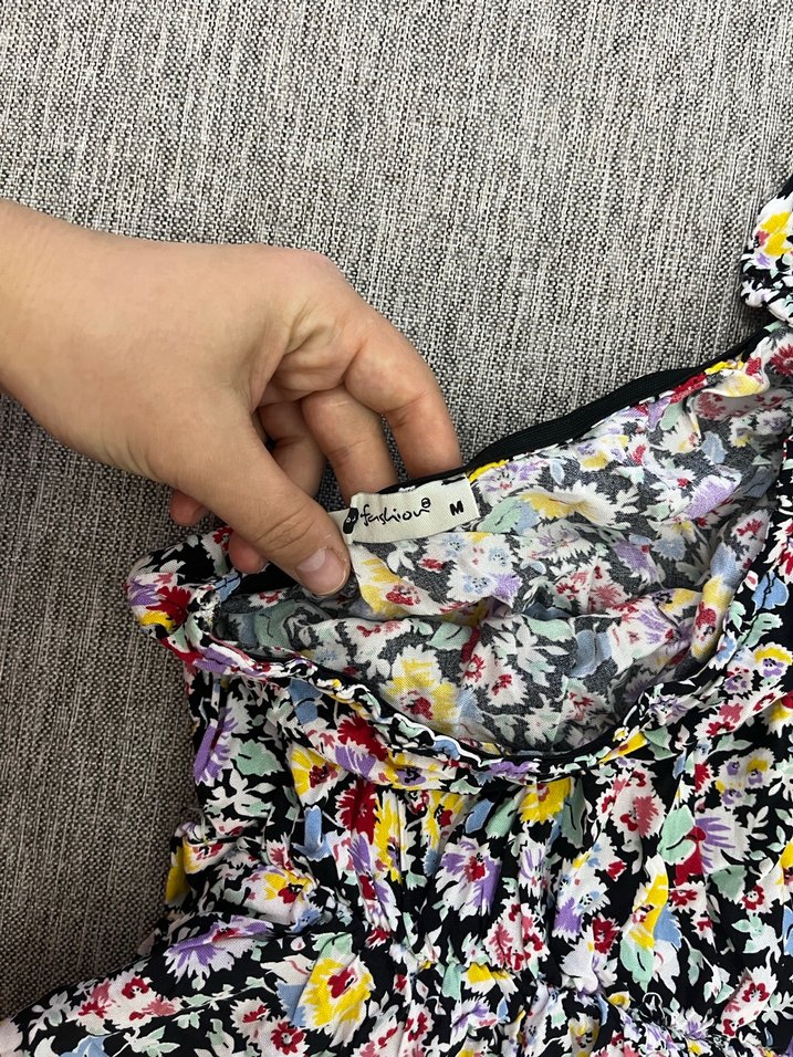 Tek kol çiçekli  Elbise - Görsel 2