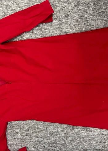 Kırmızı Saten abiye elbise - Görsel 7