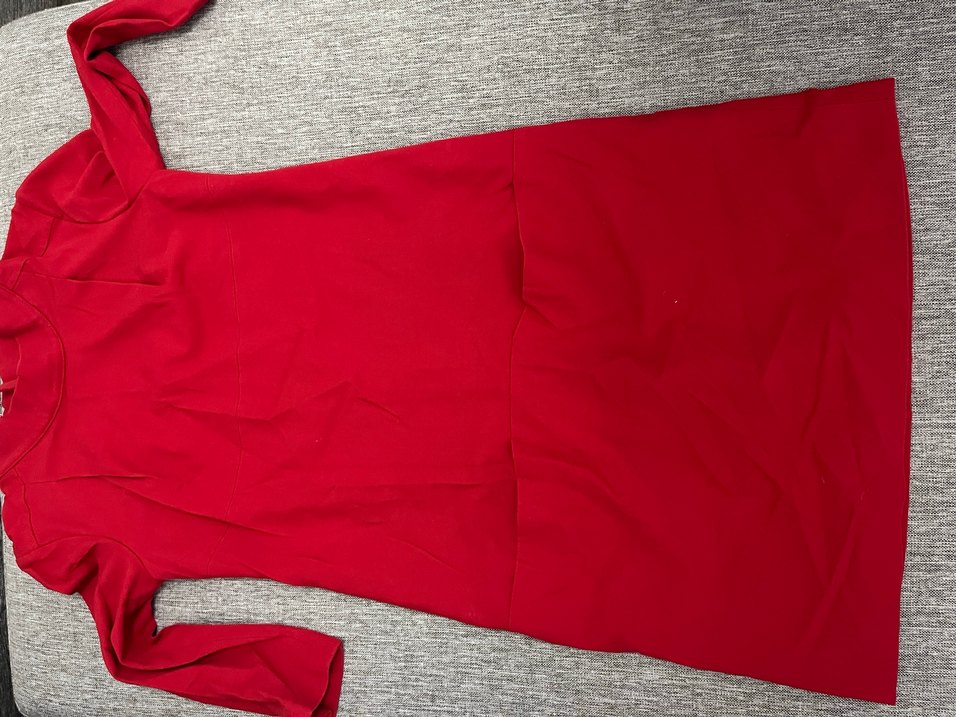 Kırmızı Saten abiye elbise - Görsel 2