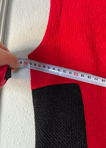 Kırmızı Siyah detaylı Kolsuz Midi abiye  Elbise - Görsel 4