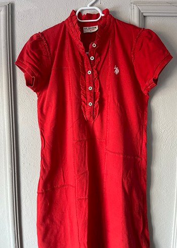 Kırmızı Kısa Kollu Polo elbise - Görsel 5