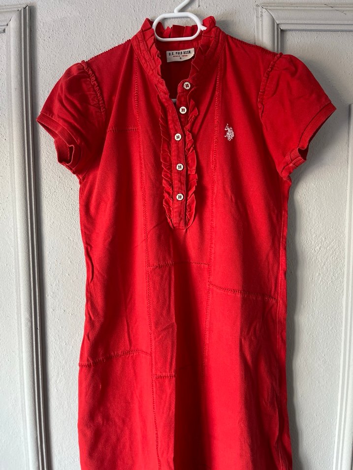 Kırmızı Kısa Kollu Polo elbise - Görsel 5