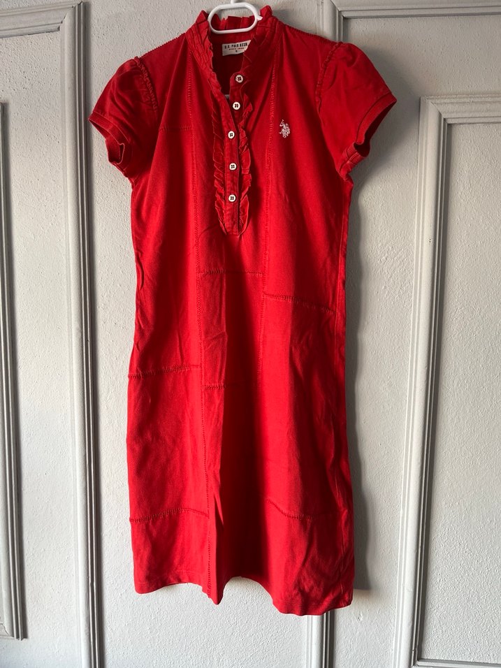 Kırmızı Kısa Kollu Polo elbise - Görsel 2