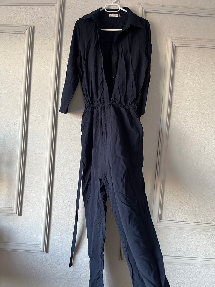 Kadın lacivert  Kemerli Uzun Tulum - Görsel 2