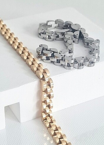 Silver rolex model celik bileklik