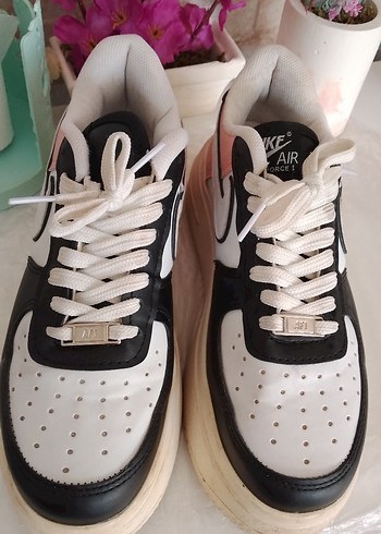 Beyaz Siyah Bağcıklı Platform Spor Ayakkabı - Görsel 4