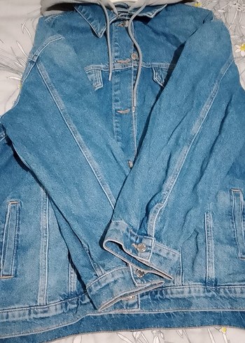 Düğmeli Mavi Denim Kadın Ceket boyu 71 genişliği 58 - Görsel 3