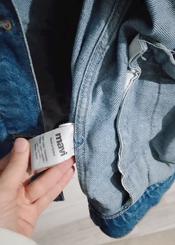 Düğmeli Mavi Denim Kadın Ceket boyu 71 genişliği 58 - Görsel 6