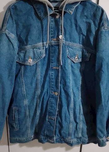 Düğmeli Mavi Denim Kadın Ceket boyu 71 genişliği 58 - Görsel 2