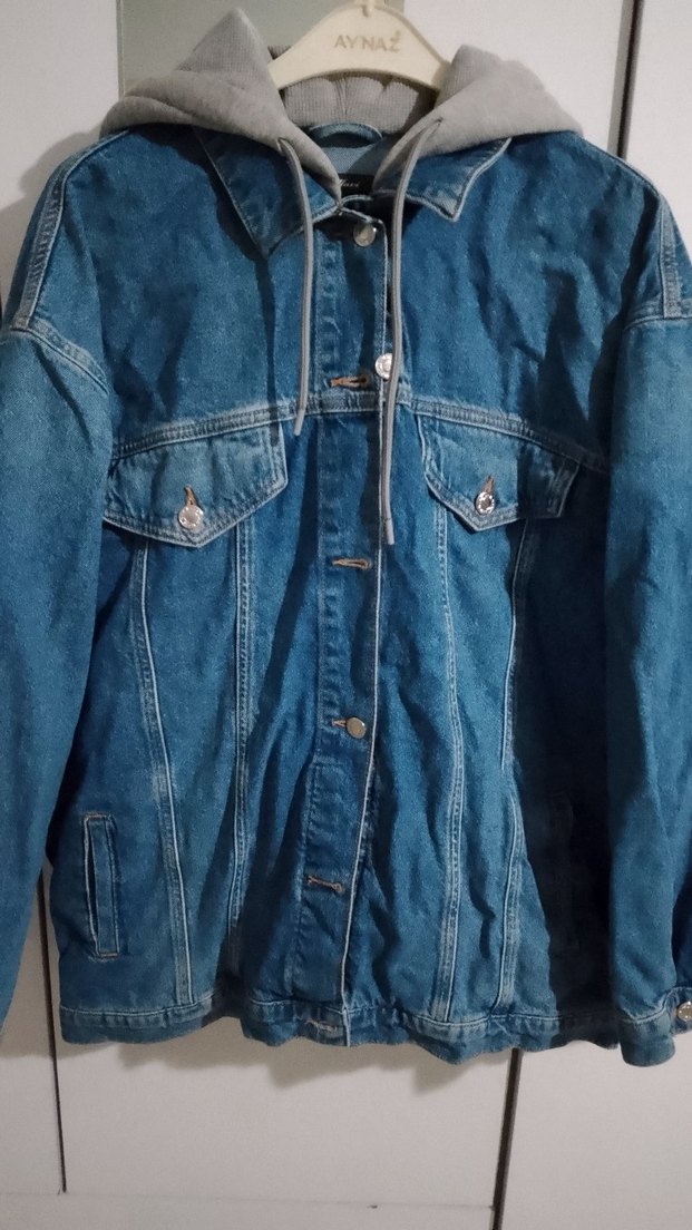 Düğmeli Mavi Denim Kadın Ceket boyu 71 genişliği 58 - Görsel 2