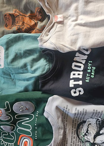 Erkek Çocuk Gri Pamuklu Sweatshirt Velcro Detaylı