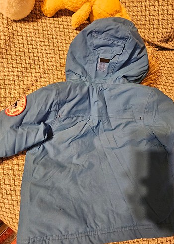 Erkek Çocuk Kürklü Mavi Street Wear Ceket - Görsel 2