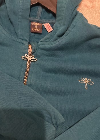 Kapüşonlu Fermuarlı Mavi Sweatshirt - Görsel 2