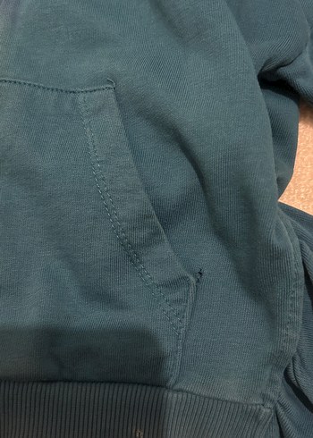 Kapüşonlu Fermuarlı Mavi Sweatshirt - Görsel 4