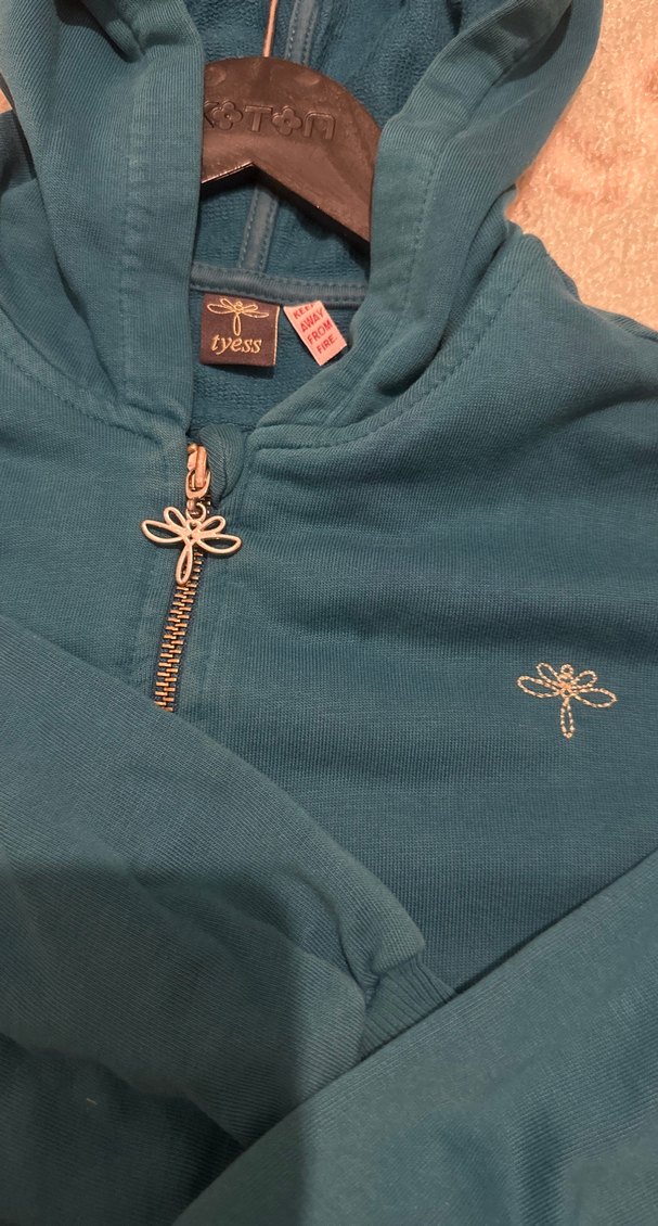 Kapüşonlu Fermuarlı Mavi Sweatshirt - Görsel 2