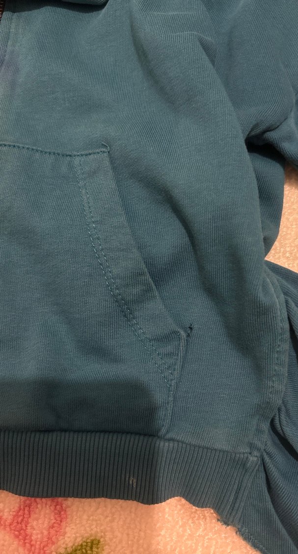 Kapüşonlu Fermuarlı Mavi Sweatshirt - Görsel 4