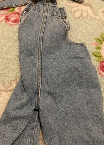 Kız Çocuk Mavi Denim Askılı Tulum - Görsel 3