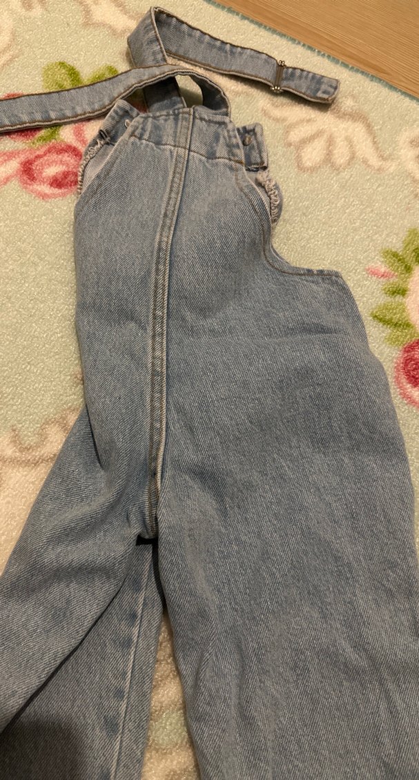 Kız Çocuk Mavi Denim Askılı Tulum - Görsel 3