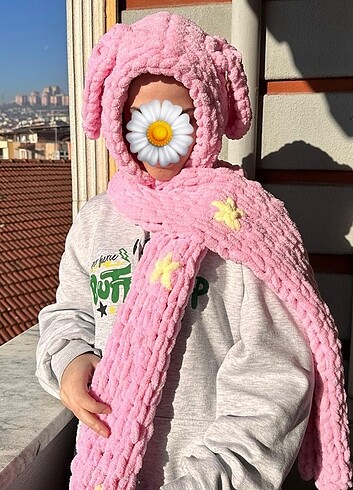 Puffy şapkalı atkı 