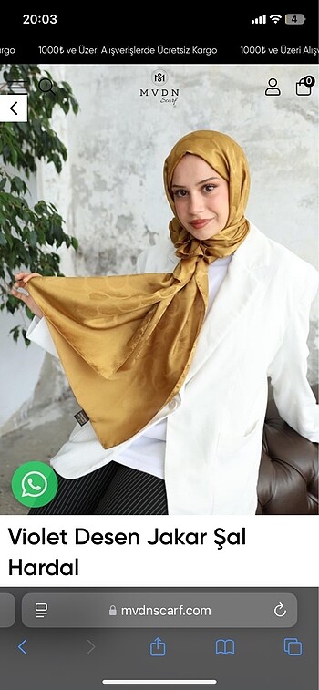 Mvdn Scarf Hardal Rengi Jakar Şal