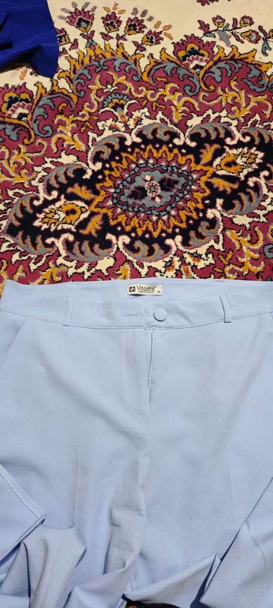 Kadın Mavi Regular Fit Kumaş Pantolon - Görsel 3