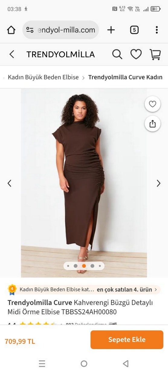 Trendyol & Milla Kahverengi Uzun Elbise - Görsel 5