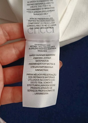 guucı marka 
Erkek Beyaz Uzun Kollu Baskılı Polo Tişört - Görsel 3