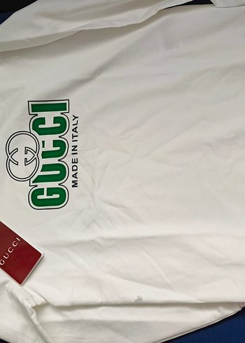 guucı marka 
Erkek Beyaz Uzun Kollu Baskılı Polo Tişört - Görsel 2