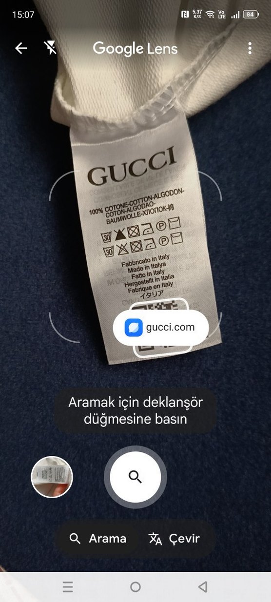 guucı marka 
Erkek Beyaz Uzun Kollu Baskılı Polo Tişört - Görsel 5