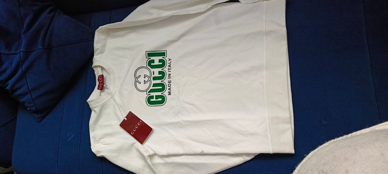 guucı marka 
Erkek Beyaz Uzun Kollu Baskılı Polo Tişört - Görsel 2