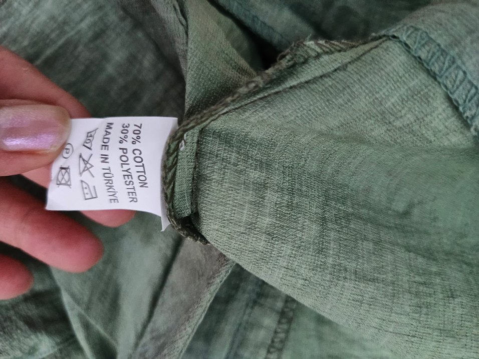 Yeşil Kadın Keten Bol Paça Pantolon - Görsel 2