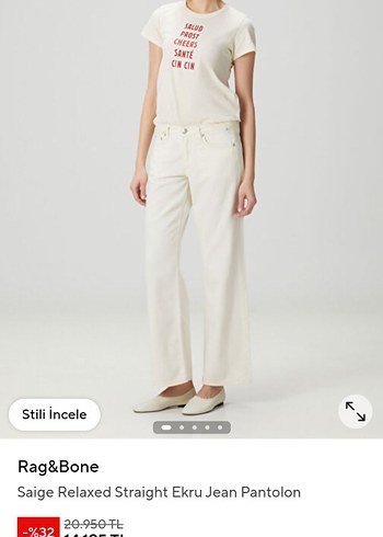 Beymen Rag Bone Ekru Rahat Kesim Jean Pantolon