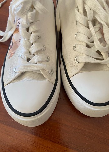 Kadın Beyaz Bağcıklı Dolgu Topuklu Spor Ayakkabı - Görsel 6