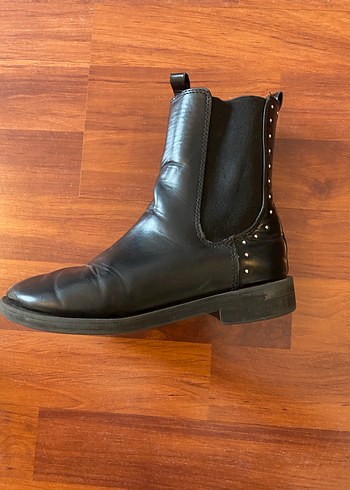 ZARA Siyah Deri Kız Çocuk Bot, Tokalı, Topuklu - Görsel 9