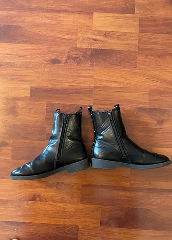 ZARA Siyah Deri Kız Çocuk Bot, Tokalı, Topuklu - Görsel 4