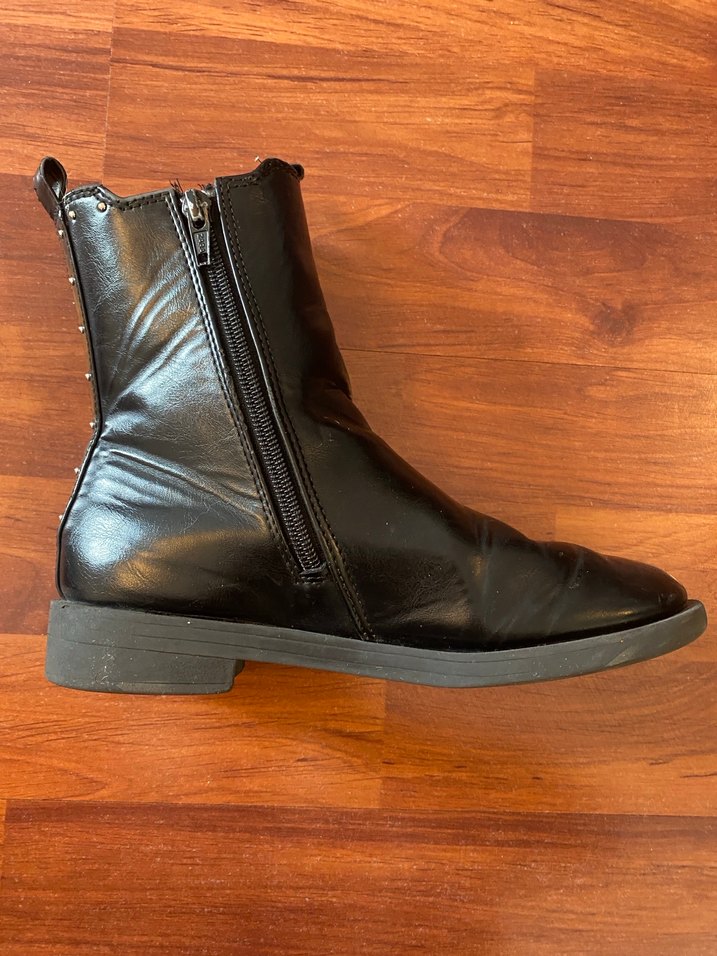 ZARA Siyah Deri Kız Çocuk Bot, Tokalı, Topuklu - Görsel 5