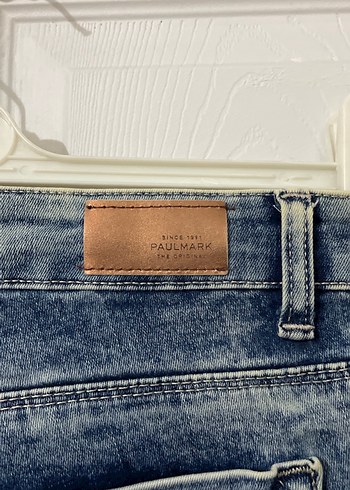 Düğmeli Mini Kot Şort, Gri Mavi Batik - Görsel 4