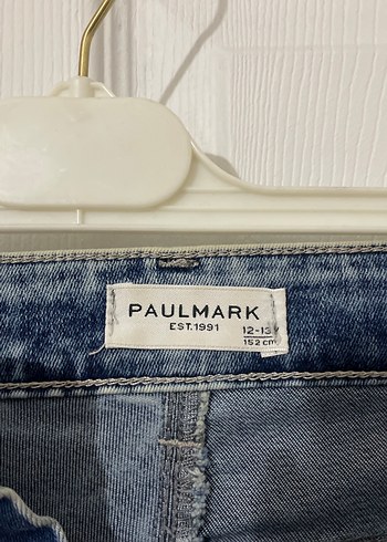 Düğmeli Mini Kot Şort, Gri Mavi Batik - Görsel 2