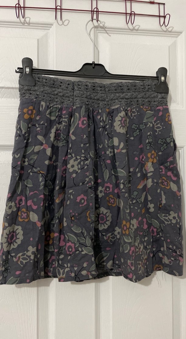 Bohem Gri Midi Desenli Etek - Görsel 3