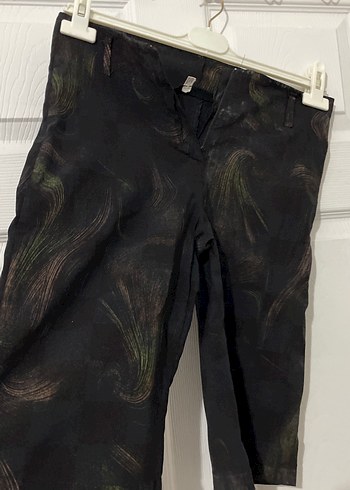 Siyah Bağcıklı Midi Kadın Kumaş Pantolon - Görsel 2