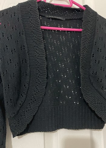 Kız Çocuk Siyah Triko Uzun Kollu Bolero - Görsel 3