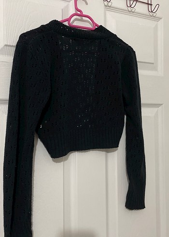 Kız Çocuk Siyah Triko Uzun Kollu Bolero - Görsel 4