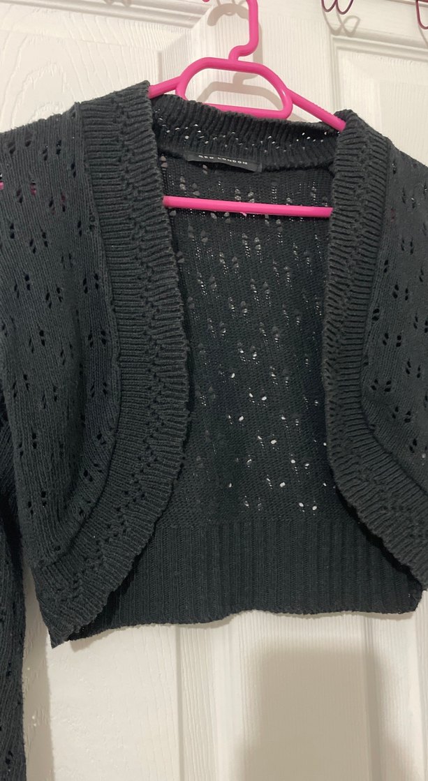 Kız Çocuk Siyah Triko Uzun Kollu Bolero - Görsel 3