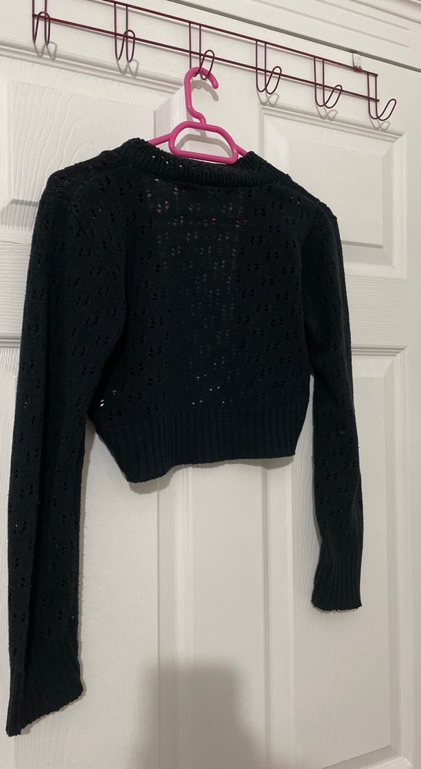 Kız Çocuk Siyah Triko Uzun Kollu Bolero - Görsel 4