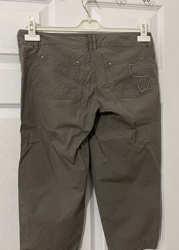 Kahverengi Keten Kadın Midi Pantolon - Görsel 5