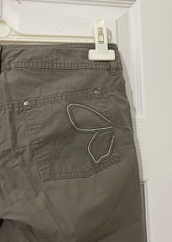 Kahverengi Keten Kadın Midi Pantolon - Görsel 6