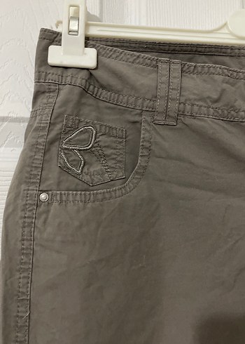 Kahverengi Keten Kadın Midi Pantolon - Görsel 2